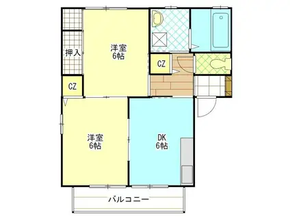 ヴァイナリーヒルズ D(2DK/2階)の間取り写真