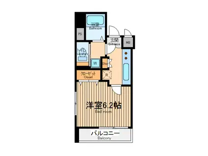 パワーハウスビーケー2(1K/5階)の間取り写真