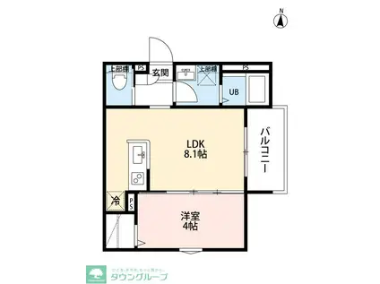 CUORE 新所沢(1LDK/1階)の間取り写真