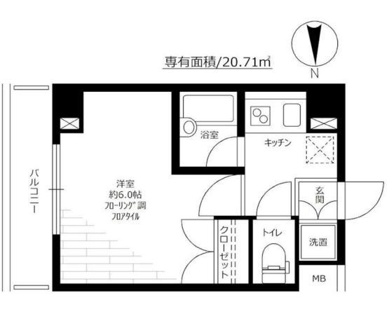 ルーブル上高井戸(1K/8階)の間取り写真