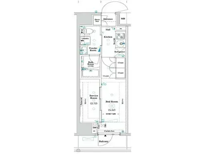 ARKMARK南千住レジデンス(1SK/9階)の間取り写真