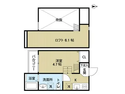 シュエット鳳(1K/2階)の間取り写真