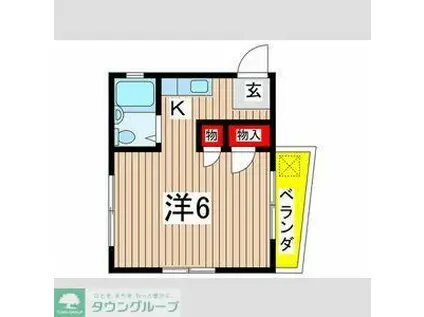 コーポ西国立(1K/2階)の間取り写真