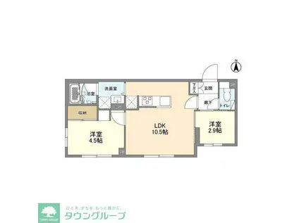 ウェルスクエア森下(2LDK/1階)の間取り写真