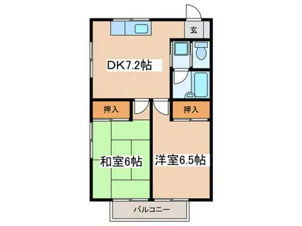 ローズガーデンA(2DK/2階)の間取り写真