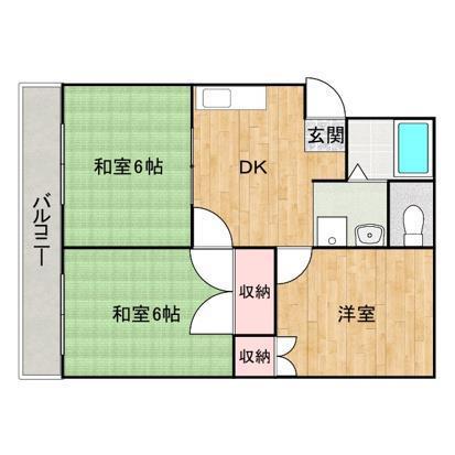 サンシャイン南手城(3DK/3階)の間取り写真