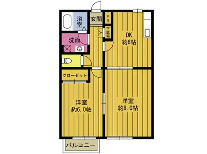 スリーフォークトハイムふるごう(2DK/2階)の間取り写真