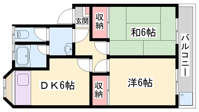 サンフラッツ(2DK/2階)の間取り写真