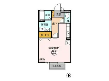 サンク・ソレイユ(1K/2階)の間取り写真