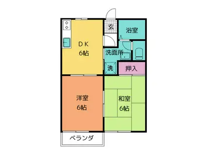 アリエス(2DK/2階)の間取り写真