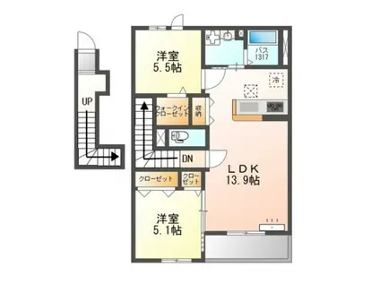 メゾン ヴィラージュ(2LDK/2階)の間取り写真