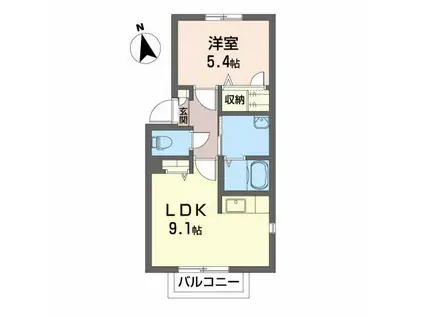 桜田東シャーメゾンB(1LDK/2階)の間取り写真