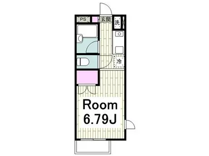 ジュネスB棟(1K/1階)の間取り写真