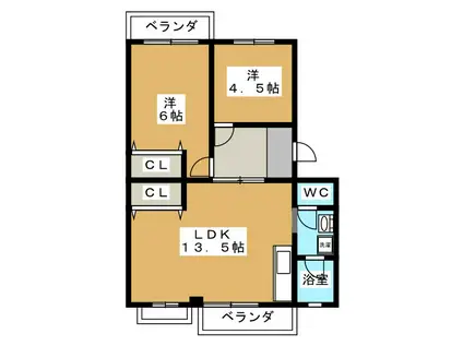 サンコーポラス(2LDK/3階)の間取り写真