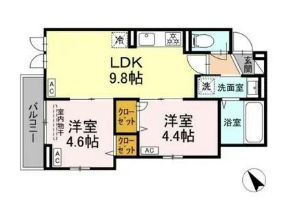 MAISON COCORUD-ROOM北新宿三丁目(2LDK/2階)の間取り写真