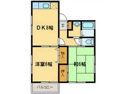 グローヴⅠ(2DK/1階)の間取り写真