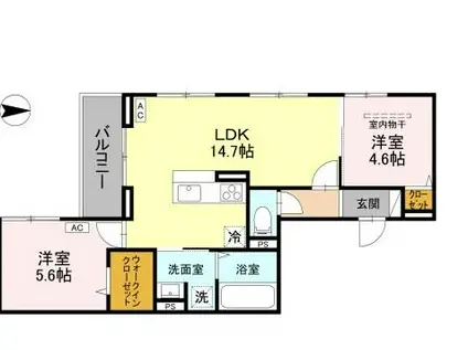 D-ROOM東花園(2LDK/1階)の間取り写真