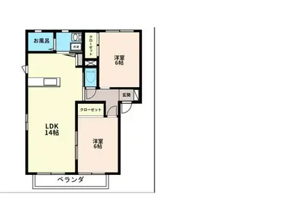 シャーメゾン宇佐(2LDK/2階)の間取り写真