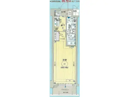 エステムコート神戸ハーバーランド前IVベイライト(1K/2階)の間取り写真