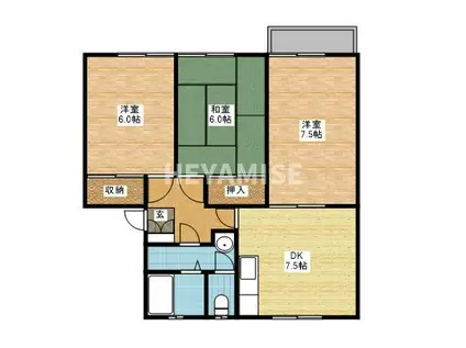 サンハイツ野田(3DK/2階)の間取り写真