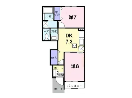 ファシネイション春日II(2DK/1階)の間取り写真