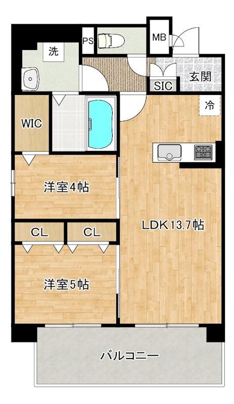 MYS CASETTA KOKURA(2LDK/6階)の間取り写真