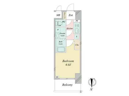 エスリードレジデンス大阪本町(1K/6階)の間取り写真