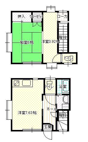 パールハイツI(2DK/1階)の間取り写真