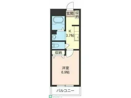 シャトーかすみ(1K/1階)の間取り写真