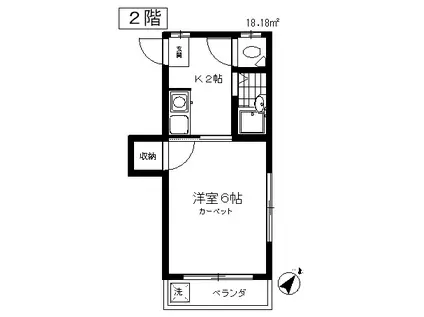 ハイツ小林(1K/2階)の間取り写真