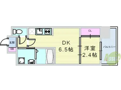 セレニテ天六リアン(1DK/11階)の間取り写真