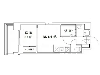 ニューガイアリルーム原通(1DK/7階)の間取り写真