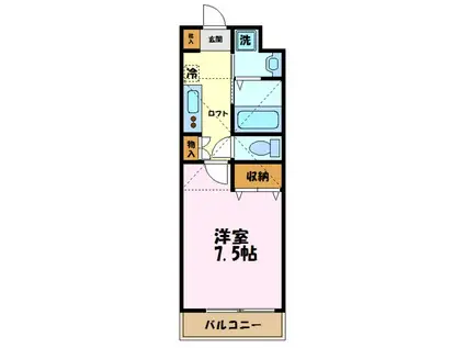 ビジューオオクラヤマ(1K/2階)の間取り写真