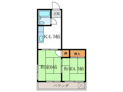 ユタカガーデン円町(2K/3階)の間取り写真