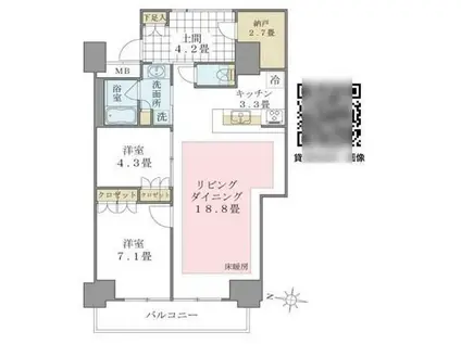 BRILLIA IST 東雲キャナルコート(2LDK/4階)の間取り写真