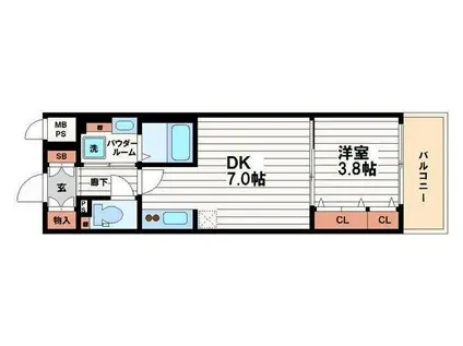 レオンコンフォート本町東II(1DK/14階)の間取り写真