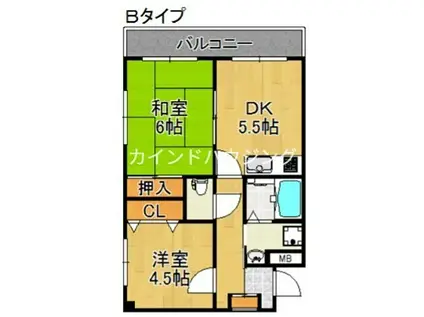 レジデンス朝日II(2DK/3階)の間取り写真