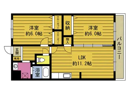 マリベールベーネ(2LDK/2階)の間取り写真
