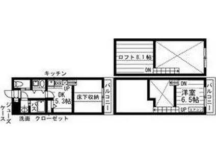 レジディア仙台一番町(1DK/13階)の間取り写真