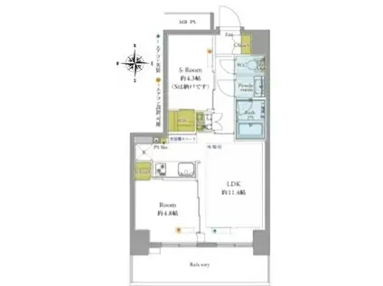 ベイシティ晴海スカイリンクタワー(1SLDK/14階)の間取り写真