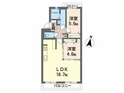 コモド天野(2LDK/1階)の間取り写真