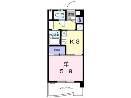 ドミール本城(1K/5階)の間取り写真