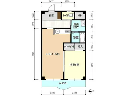 シルバーマンション徳王ろまん館(1LDK/2階)の間取り写真