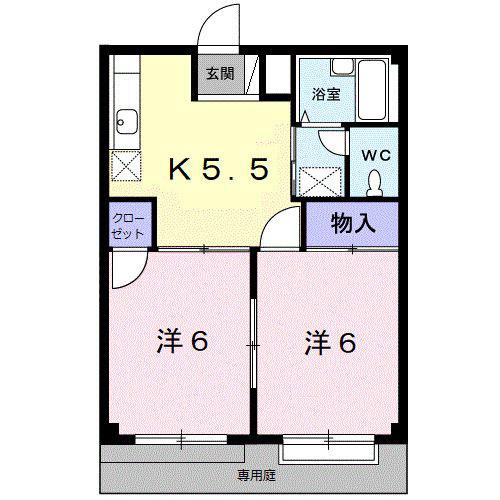 エルシャトウ吉備I(2K/1階)の間取り写真