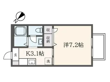 シャルマンB(1K/1階)の間取り写真