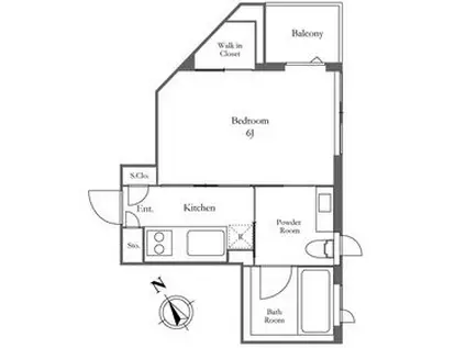 KDXレジデンス麻布仙台坂(ワンルーム/4階)の間取り写真