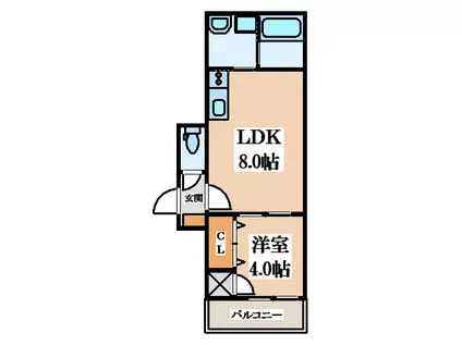 F ASECIA サンド(1LDK/3階)の間取り写真