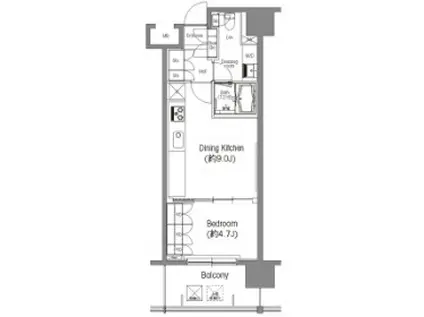 BPRレジデンス三田伊皿子坂 (1DK/8階)の間取り写真