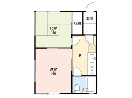 清水ヶ丘ハイツ(2K/2階)の間取り写真