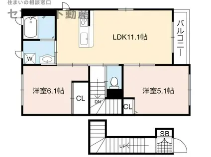 LUIRE・シャーメゾン(2LDK/2階)の間取り写真
